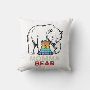 Coussin Momma Bear Arc-en-ciel Design de T-shirt avec Grav