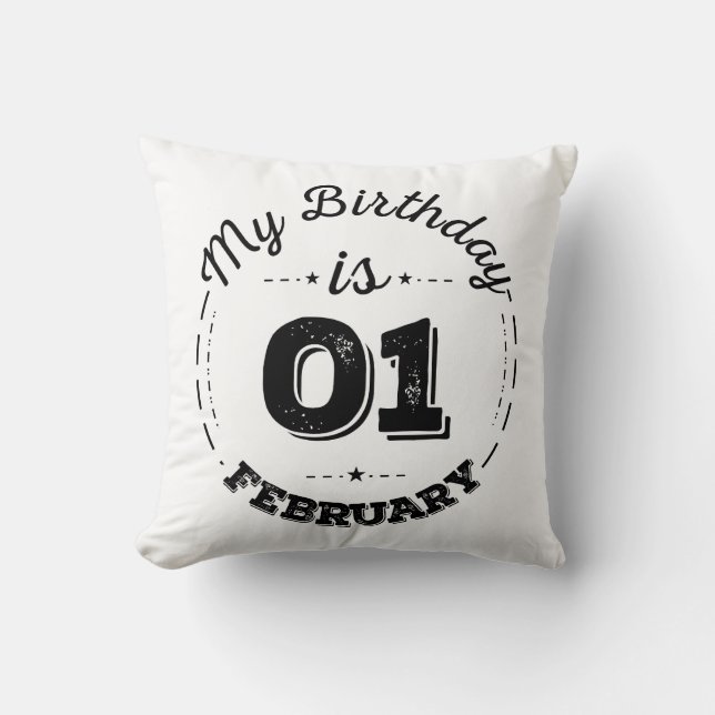Coussin Mon anniversaire est le 01 février (Recto)