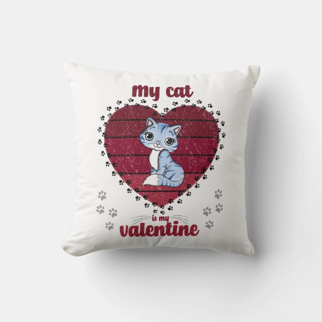 Coussin Mon Chat Est Ma Saint Valentin | Un cadeau de Sain (Recto)