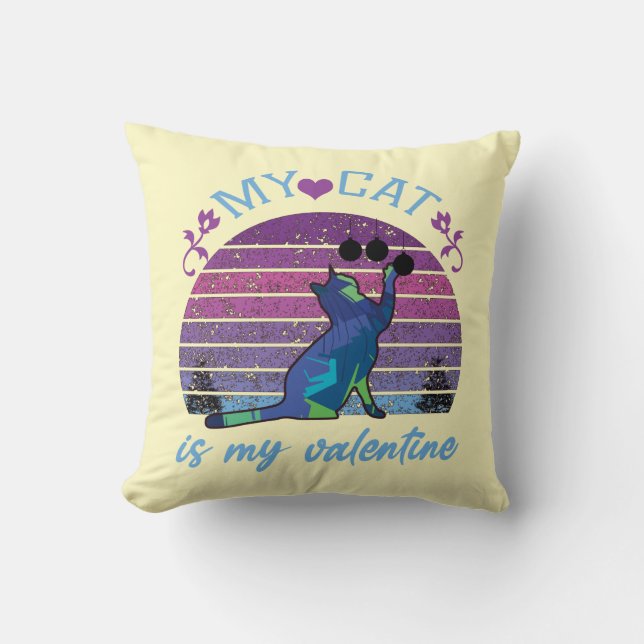 Coussin mon chat est ma valentine, mon chat est ma valenti (Recto)