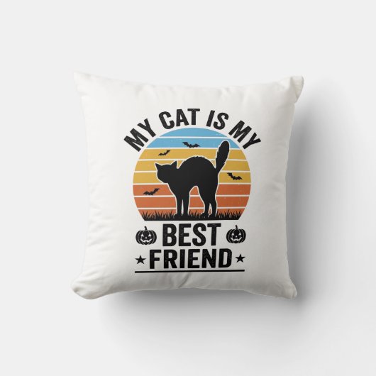 Coussin Mon chat est mon meilleur ami conception de t-shir (Recto)