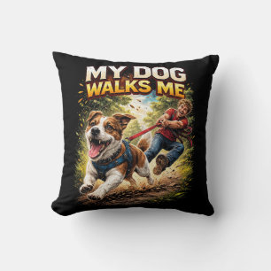 Coussin Mon chien me promène