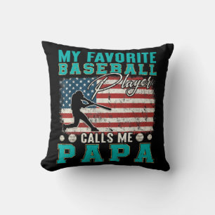 Coussin Mon Joueur de Baseball Favori M'appelle Papa Homme