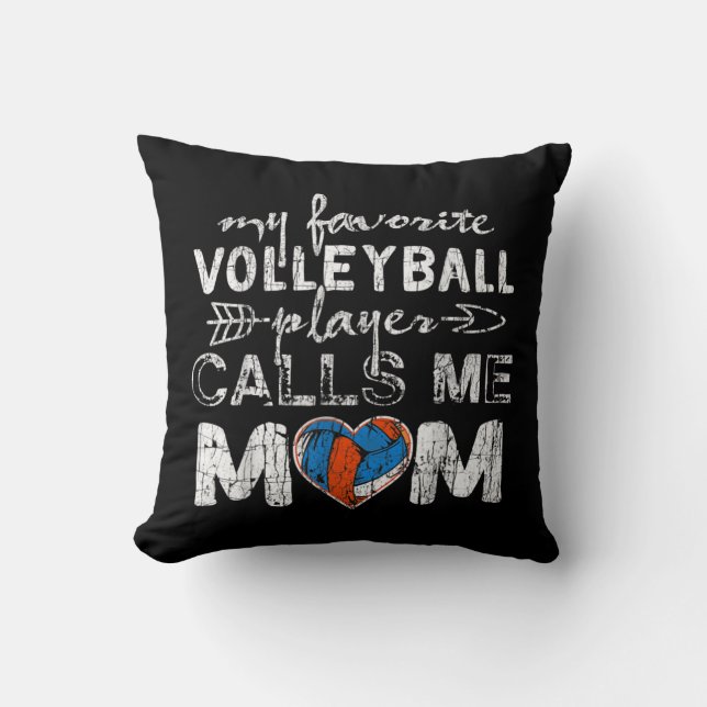 Coussin Mon Joueur de volley-ball préféré m'appelle Maman  (Recto)