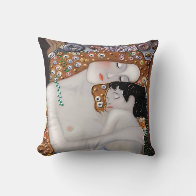Coussin Mon Klimt Serie : Mère et enfant (Recto)