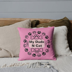 Coussin Mon Mec Et Chat Drôle Rétro Mignonne Rose Pu Moder