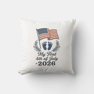 Coussin Mon premier 4 juillet 2026 bébé vintage patriotiqu