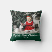 Coussin Mon premier Noël Baby Custom Photo Script Simple (Recto)
