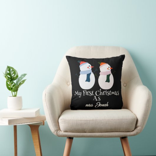 Coussin Mon premier Noël en tant que M. et Mme Newlysaw (Chaise)