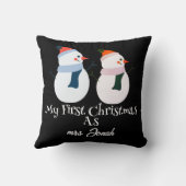 Coussin Mon premier Noël en tant que M. et Mme Newlysaw (Verso)