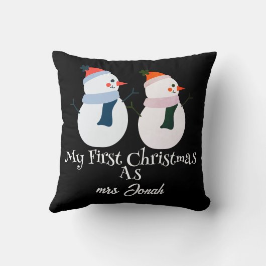 Coussin Mon premier Noël en tant que M. et Mme Newlysaw (Verso)