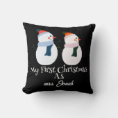 Coussin Mon premier Noël en tant que M. et Mme Newlysaw (Recto)