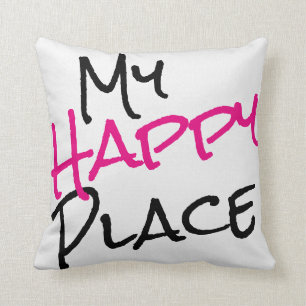 Coussin Mon rose blanc de noir heureux d'endroit