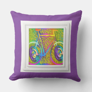Coussin Mon vélo carré violet pelucheux pour extérieur