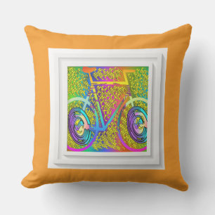 Coussin Mon vélo Orange Carré Pelucheux Extérieur Patio