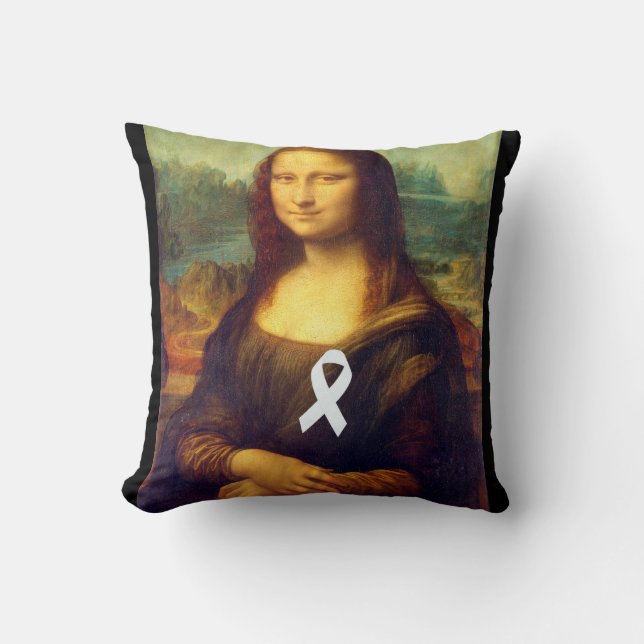 Coussin Mona Lisa Au Ruban Blanc (Recto)