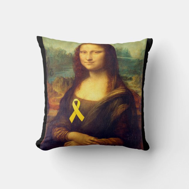 Coussin Mona Lisa Au Ruban Jaune (Recto)