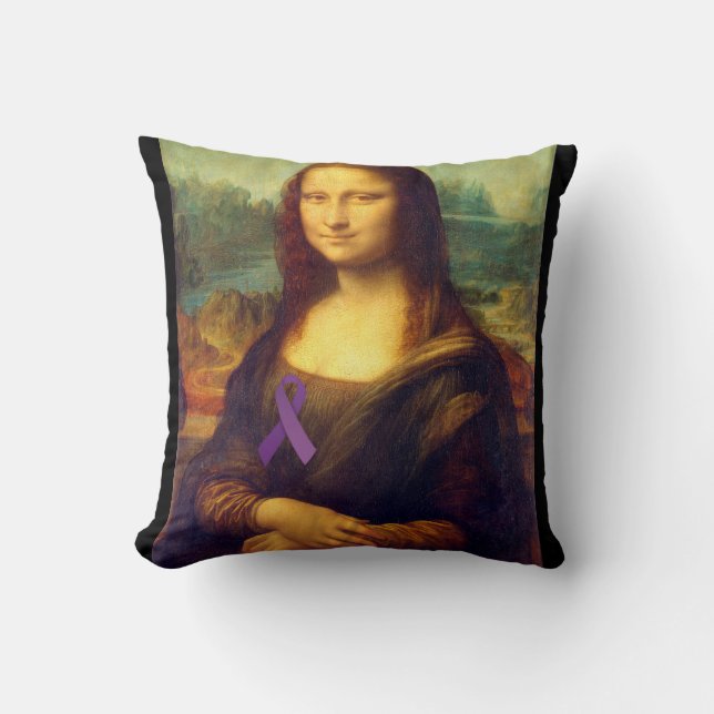 Coussin Mona Lisa Au Ruban Violet (Recto)