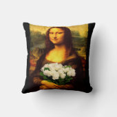 Coussin Mona Lisa Avec Bouquet De Roses Blanches (Verso)