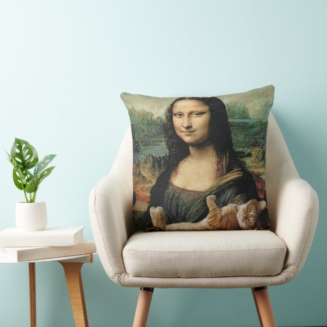Coussin Mona Lisa tenant ses Amoureux de les chats de chat (Chaise)