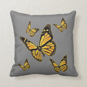 COUSSIN MONARCH BUTTERFLIES MOTIF GRAY ART