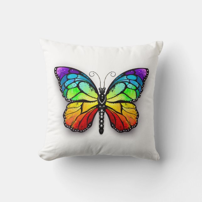 Coussin Monarque papillon arc-en-ciel (Recto)
