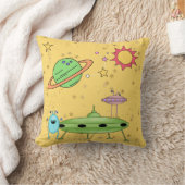 Coussin Monde cosmique Aliens et UFO Jaune  (Couverture)