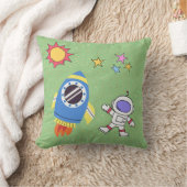 Coussin Monde cosmique astronaute et fusée spatiale (Couverture)