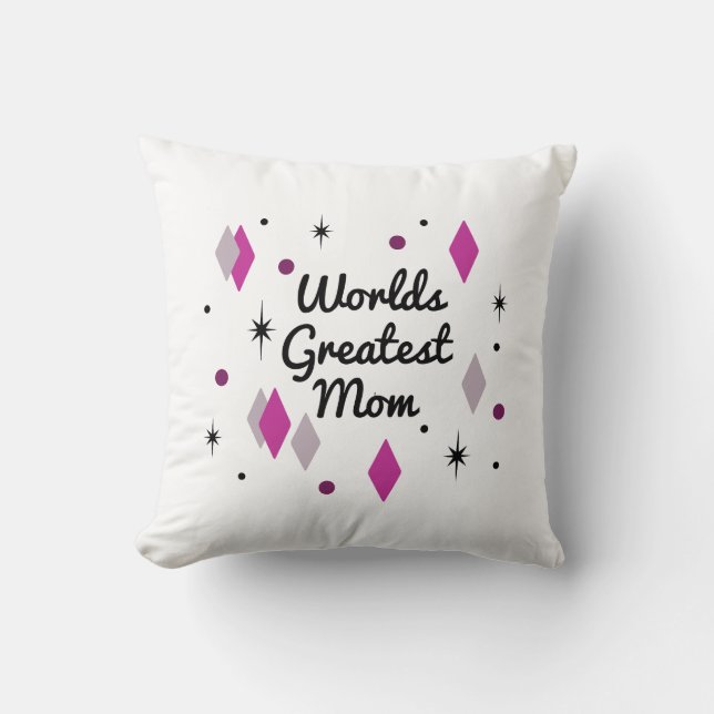 Coussin Monde du Midsiècle de la meilleure maman (Recto)