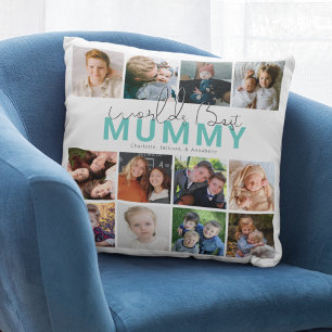 Coussin Monde meilleur maman   Collage de photos