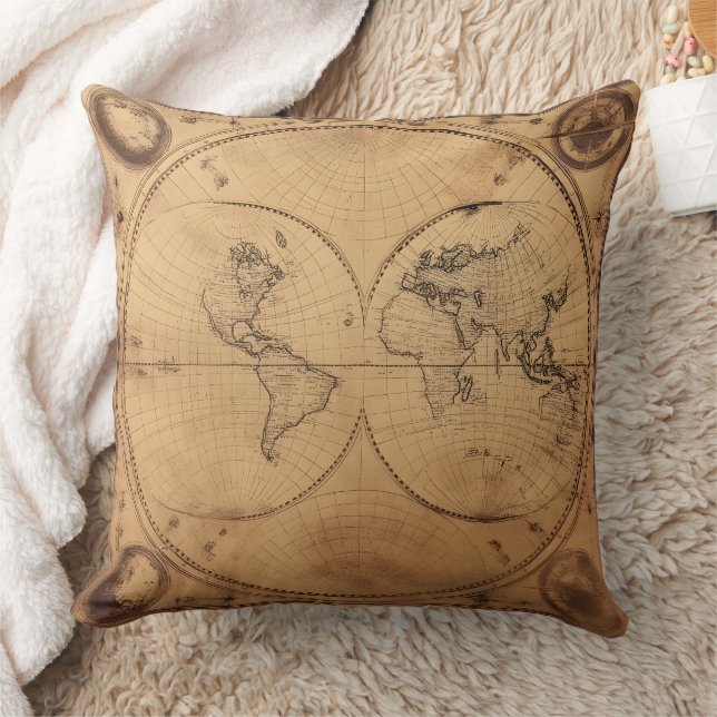 Coussin Monde Russe Vintage Globe (Couverture)