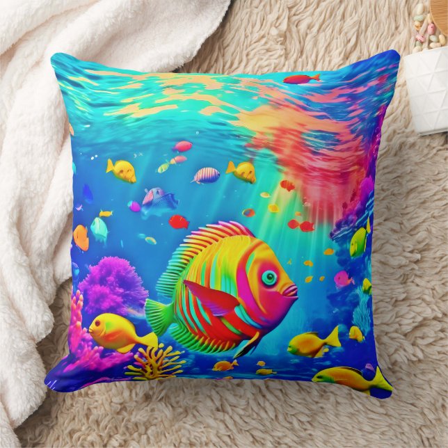 Coussin Monde sous-marin de couleur (Couverture)