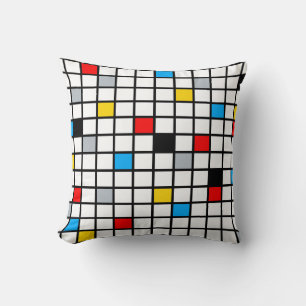 Coussin Mondrian géométrique Composition minimaliste moder