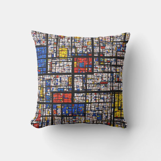 Coussin Mondrian sur la grunge (Recto)