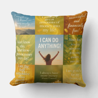 Coussin Money affirmation on pillow