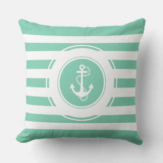 Coussin Monnaie Vert & Blancs Ancre nautique