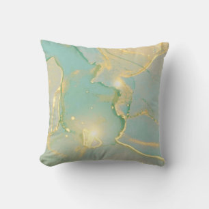 Coussin Monnaie Vert Marbre Or : Texté