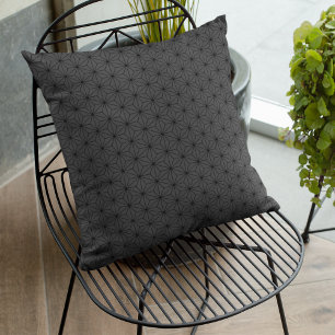 Coussin Monochome gris foncé Motif japonais géométrique