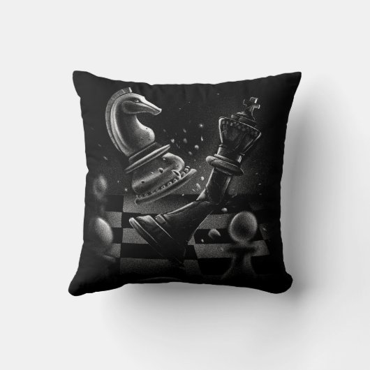 Coussin Monochrom d'échecs dramatique (Verso)