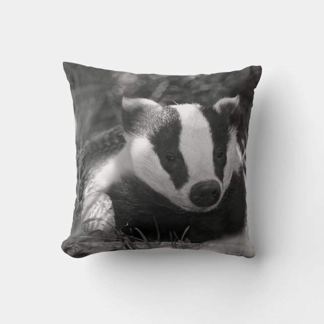 Coussin monochrome de blaireau anglais (Recto)