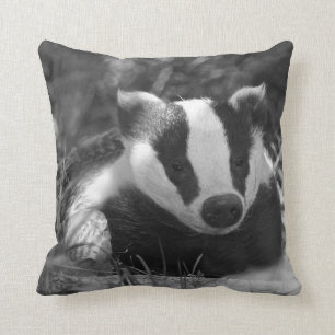 Coussin monochrome de blaireau anglais
