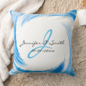 Coussin Monogram Blue Swirl Art Abstrait (Couverture)
