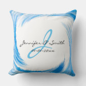 Coussin Monogram Blue Swirl Art Abstrait (Recto)
