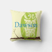 Coussin Monogram Cute Lime Vintage Stylisé Chouette (Recto)