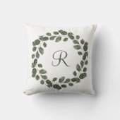 Coussin Monogram Feuilles d'Eucalyptus Élégant Tendance (Recto)