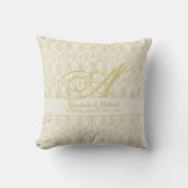 Coussin Monogram Gold ArtDeco Newlyweds Mariage Élégant (Recto)
