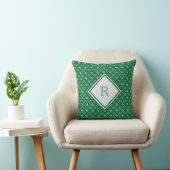 Coussin Monogram Green White Snowflakes Hiver Noël  (Chaise)