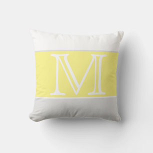 Coussin MONOGRAM gris jaune Bande blanche Couleur solide