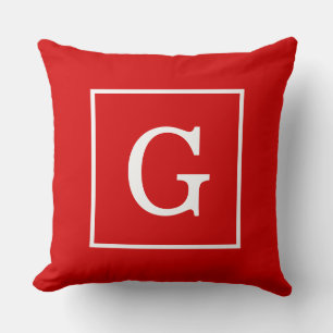 Coussin Monogram initial de Red White Framed
