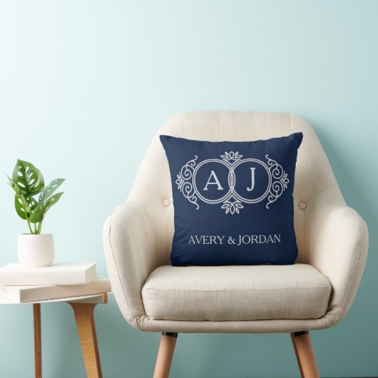 Coussin Monogram initials wedding  frame minimal design  (Chaise)